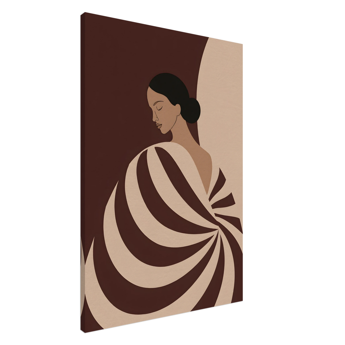 La Parisienne – elegant modecanvas med kvinnlig silhuett i burgundy och beige