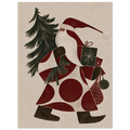 Retroinspirerad julkonst med tomte, gran och geometriska mönster
