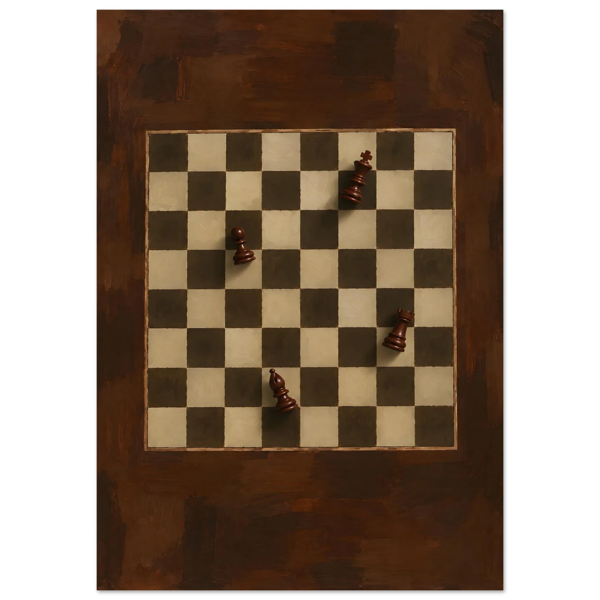 Midnight Gambit – schackposter med schackbräde i mörkbrunt, beige och creme